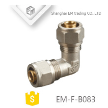 EM-F-B083 1/2" Nickel plated compression brass elbow pipe fitting